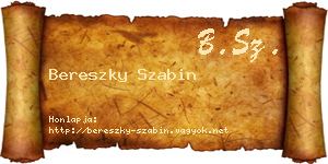 Bereszky Szabin névjegykártya